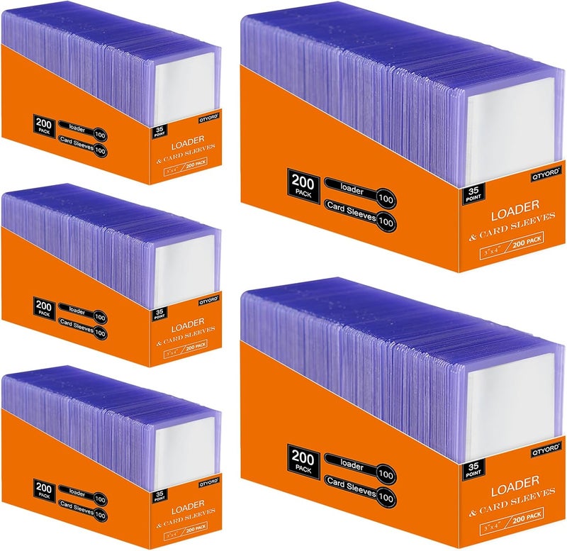 QTYORD 1000Pcs Clear Loaders for Cards (500Pcs Hard Plastic Card Holders & 500Pcs Card Sleeves) 3" x 4", Card Protector Sleeves for Baseball Cards, Standard Trading Cards - Image 1